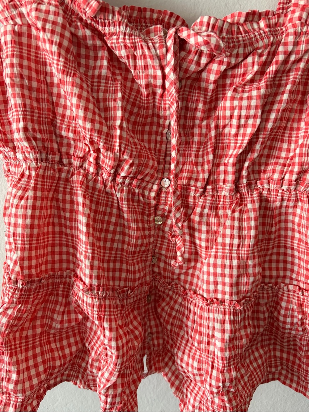 Rewind Red Gingham Ruffle Tank - Picture 3 of 6